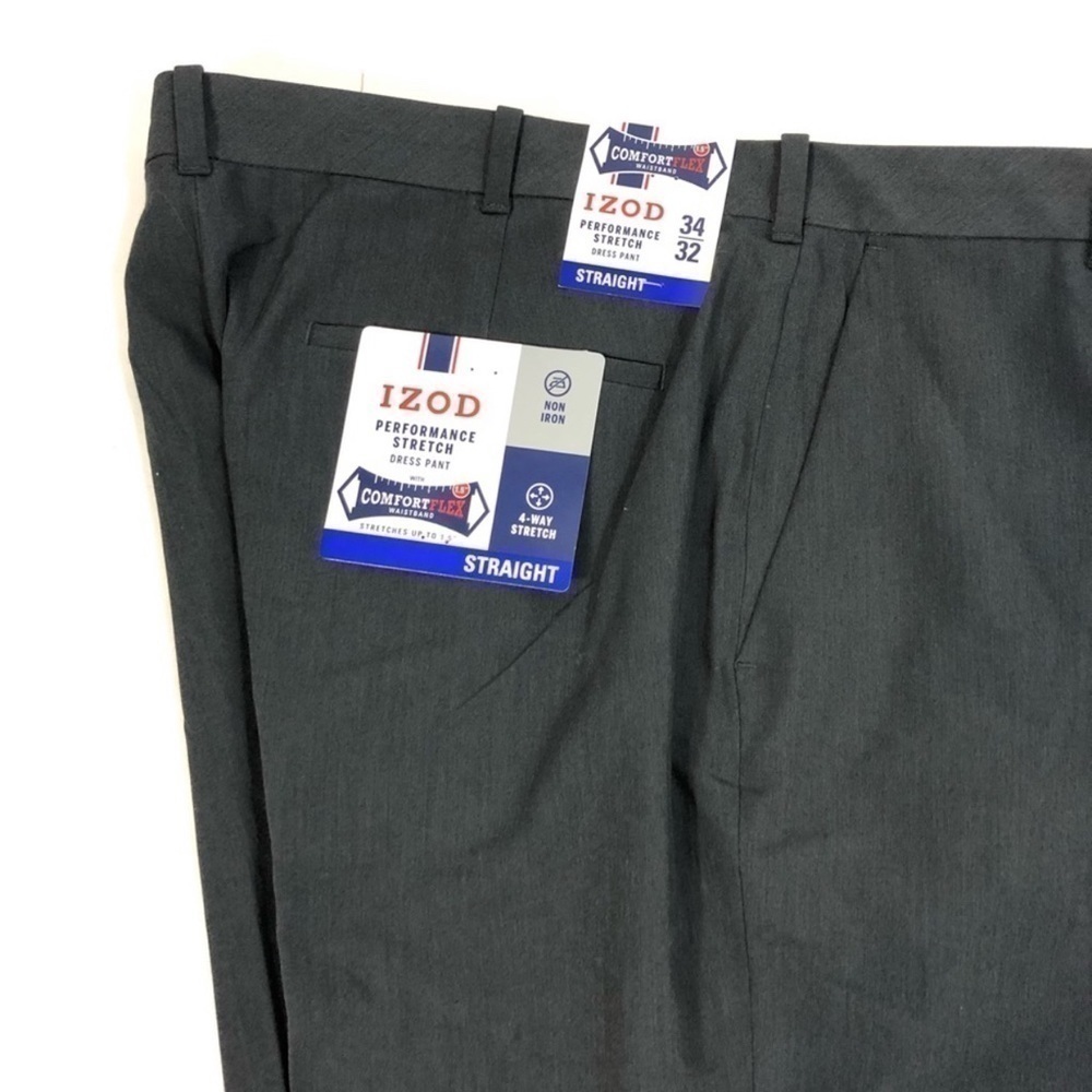 New-izod Performance Stretch Straight Dress Pants - Picture 3 of 7